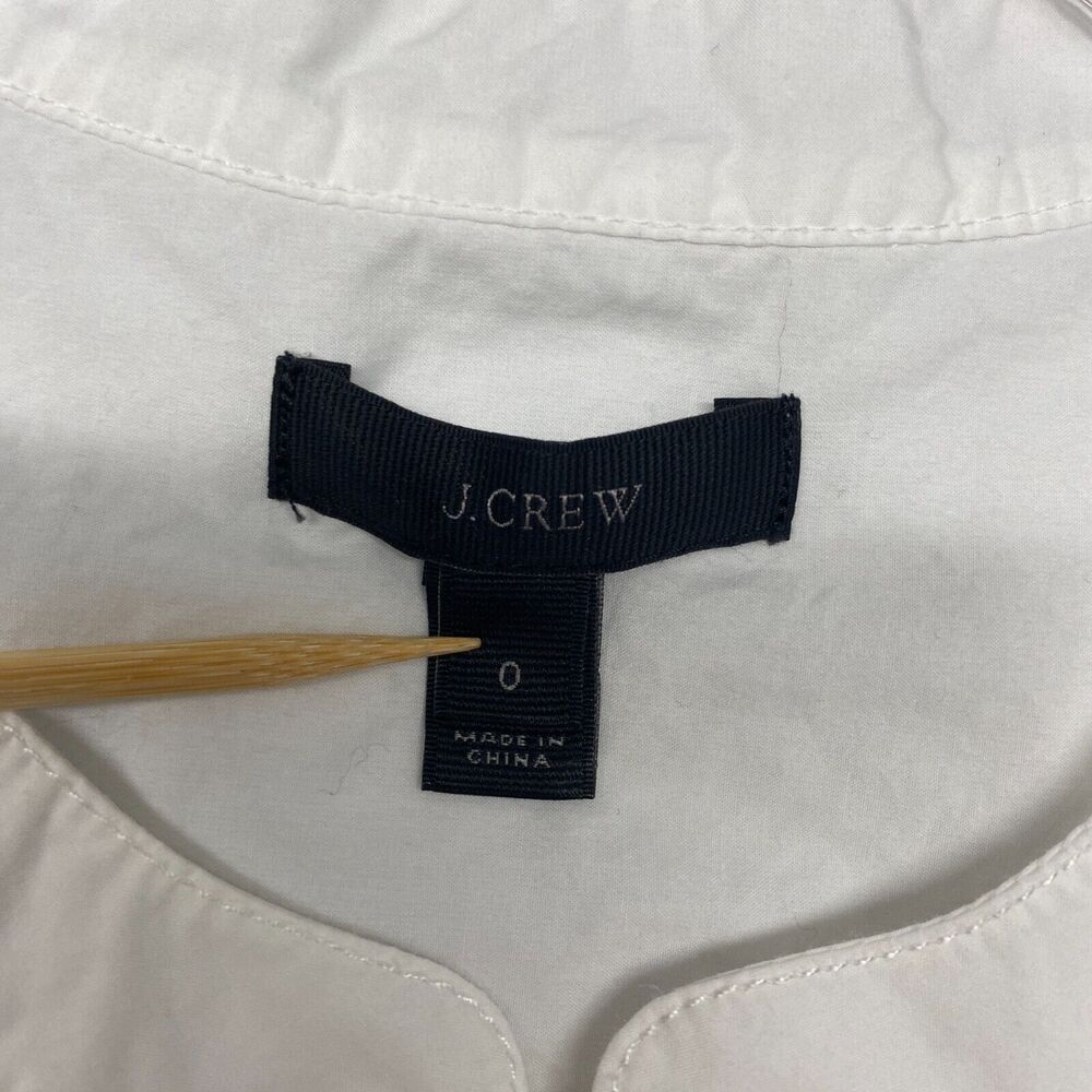 J Crew Shirt Womens 0 White Cotton Cap Sleeve Lace Up Pullover Preppy - Picture 2 of 7